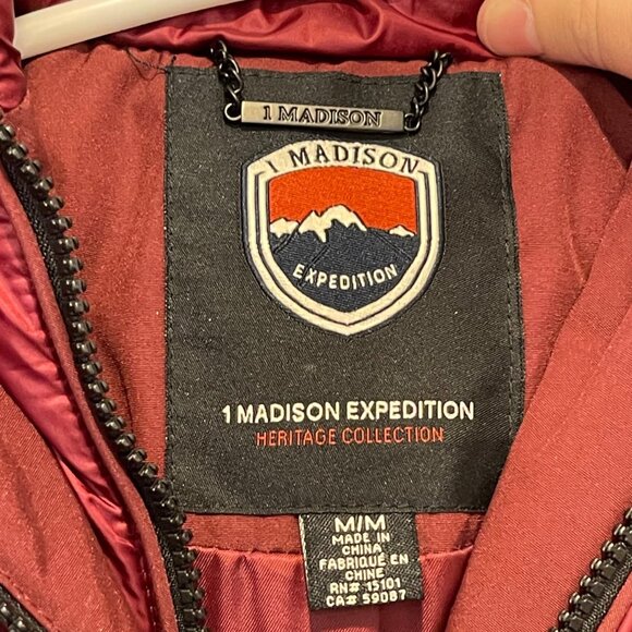 NWOT 1 Madison Expedition Heritage Collection Parka Coat Faux Fur Hood Sz M Down - Picture 3 of 8
